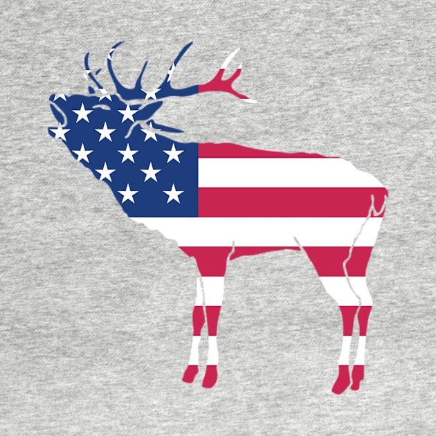 Patriotic Deer with the US Flag by RJCatch